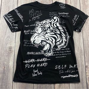 Fresh Laundry Mens Black Tiger Graphic T Shirt - Size M Bengal tiger.